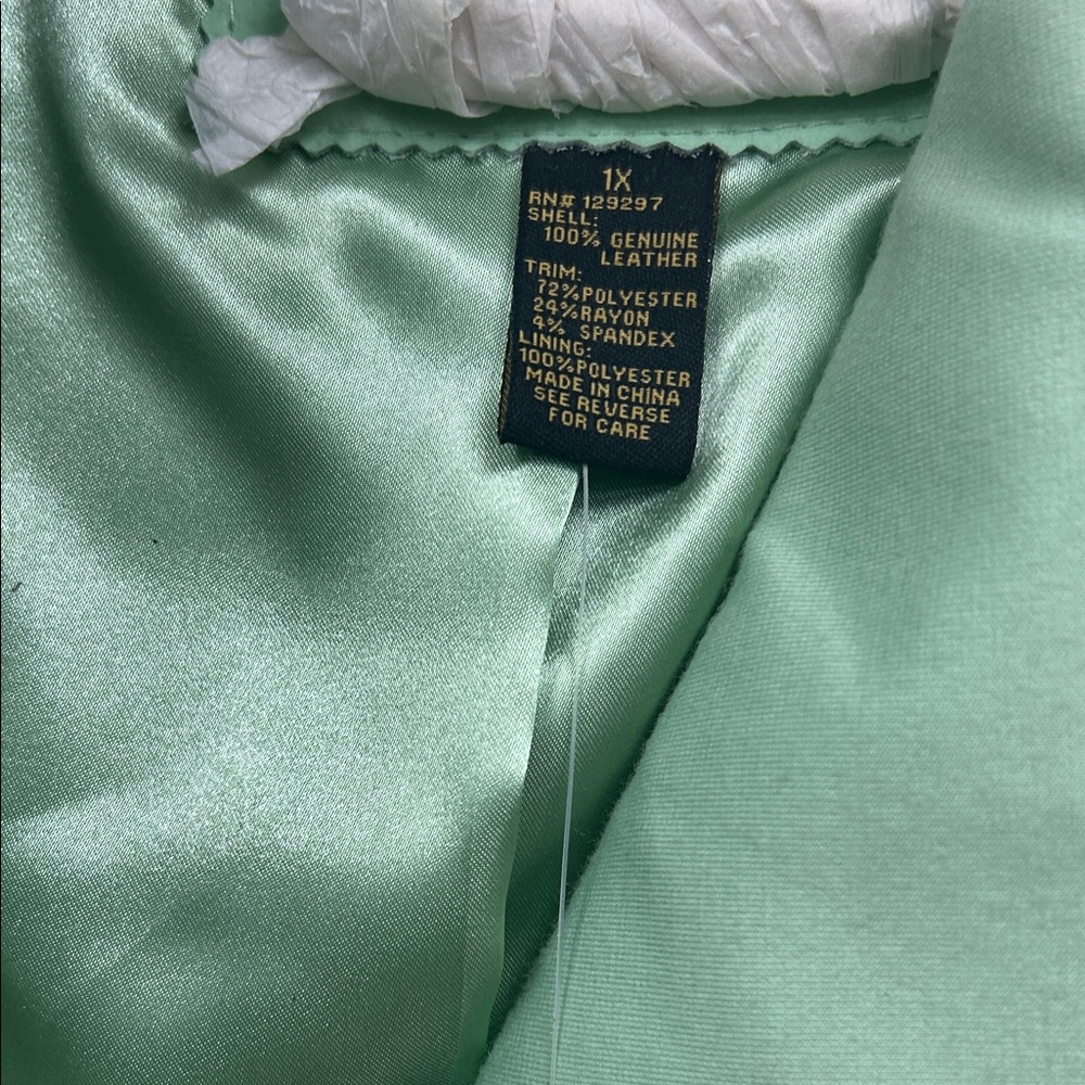 Iman Mint Green Leather Jacket - image 2